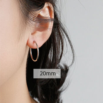 Sterling Silver Sleeper Fastening Hoop Earrings, 5 of 9