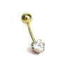 9ct Gold Belly Bar Piercing With Clear Cz Crystal Heart, thumbnail 2 of 4