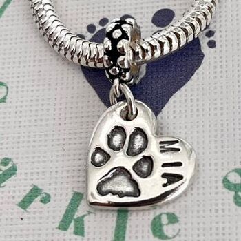 Personalised Pet Paw Print Heart Necklace, 2 of 2