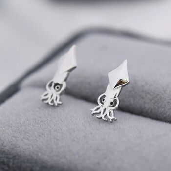 Squid Stud Earrings In Sterling Silver, 2 of 12