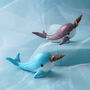 Set Of Two Hand Blown Glass Narwhale Ornaments, thumbnail 1 of 2