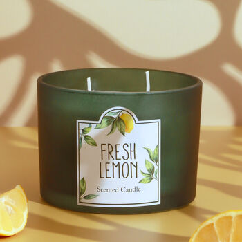 G Decor Scented Lemon Fresh Large Green Jar Candle, 3 of 4