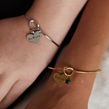 Personalised Heart Knot Gemstone Bangle, 5 of 8