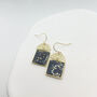 Square Shape Navy And Gold Foil Drop Earrings, thumbnail 6 of 9