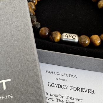 Men's Arsenal Football Fan Tiger's Eye Bracelet, 2 of 6