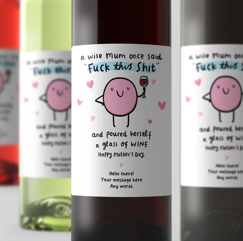 Personalised Wine Label 'Wise Mum Poured Glass Of Wine' By Arrow Gift Co