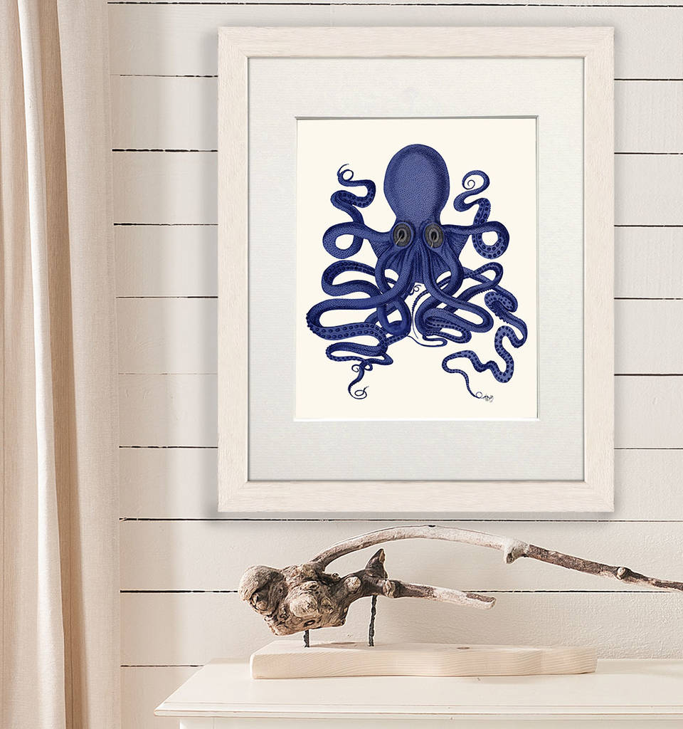 Blue Octopus Print No9, Nautical Print By Fab Funky Home Decor ...