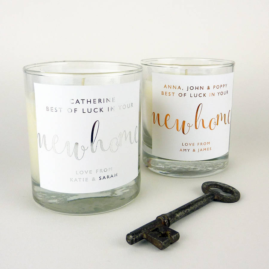 new home personalised candle by little cherub design
