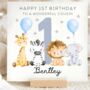 Cousin 1st Birthday Card Personalised Animals, thumbnail 1 of 6
