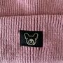 Deep Cuff Pink Beanie With Embroidered French Bulldog, thumbnail 3 of 4
