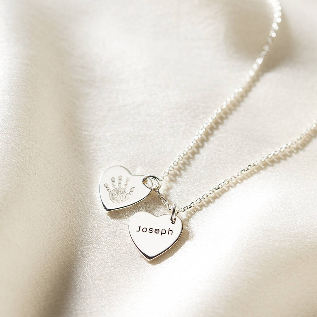 Personalised Heart Print And Name Necklace By Button and Bean ...