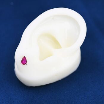 Sterling Silver Ruby Pink Droplet Stud Earrings, 8 of 12
