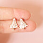 White Christmas Tree Stud Earrings, thumbnail 1 of 4