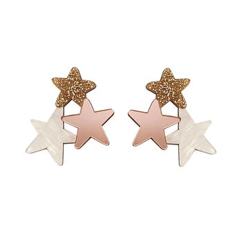 Statement Star Earrings In Gold Glitter, 3 of 4