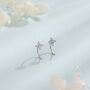 Sterling Silver Extra Tiny Hydrangea Flower Huggie Hoop Earrings, thumbnail 2 of 11