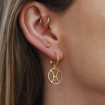 Gold Vermeil Zodiac Charm Hoop Earrings, 5 of 9