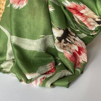 Thistle Print Scarf In Green, 3 of 3