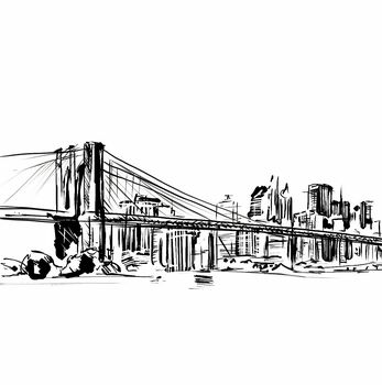 new york brooklyn bridge illustrated art print by natalie ryan design ...