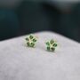 Emerald Green Forget Me Not Flower Cz Stud Earrings Two, thumbnail 5 of 11