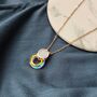 White Enamel Round Colourful Disc Gold Brass Pendant Necklace, thumbnail 4 of 6