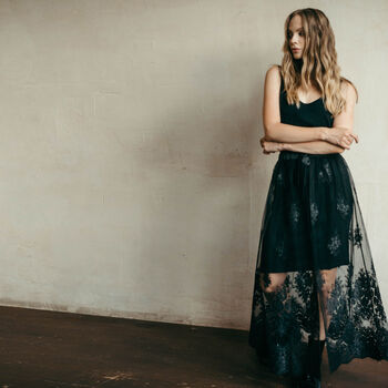 Black Lace Overlay Skirt With Detachable Train, 2 of 12