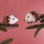 G Decor Set Of Two Handmade Natural Hedgehog Clip On Christmas Decorations, thumbnail 4 of 5