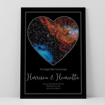 Personalised Star Map Print Romantic Heart Design, 3 of 12
