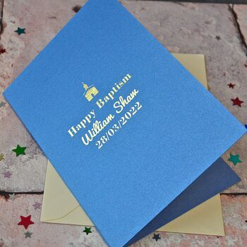 Personalised Foiled 'Church' Christening Card, 3 of 3