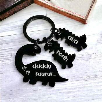 Personalised Dinosaur Keychain, Stainless Steel Silver Keyring, 9 of 10