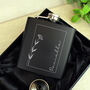 Personalised Monochrome Floral Name Black Hip Flask, thumbnail 5 of 7