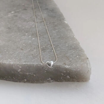 Tiny Sterling Silver Heart Necklace, 6 of 9