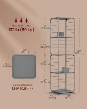 Four Tier Bookshelf Rotating Bookcase With Bookends, 2 of 6