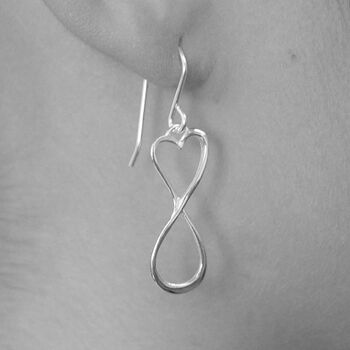 Infinity Heart Wavy Drop Sterling Silver Earrings, 4 of 8