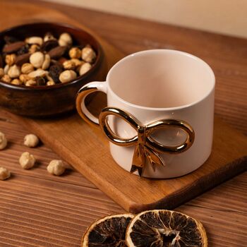 Gold Bow Tie Ribbon Mug With 24ct Gold Handle, 8 of 8