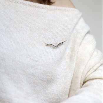 Sterling Silver Seagull Brooch, 2 of 6