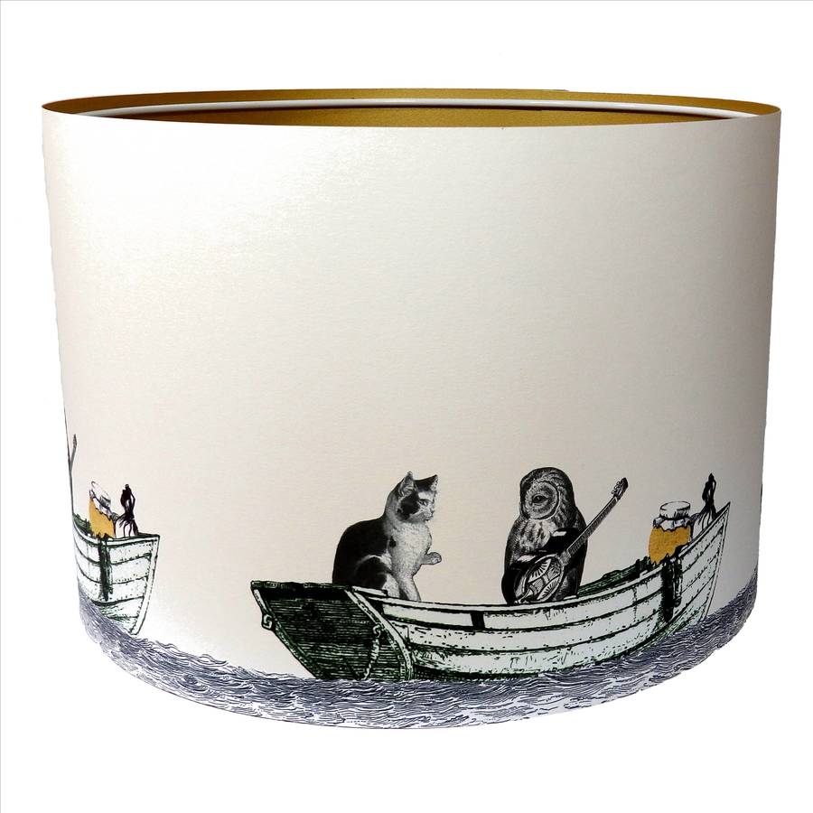Owl And Cat Hand Gilded Lampshade By Mountain Molehill Owl And Cat Hand Gilded Lampshade