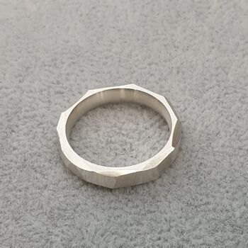 Personalised Sterling Silver Facet Ring, 7 of 11