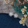 Sterling Silver 21st Lace Flower Ear Studs, thumbnail 3 of 5