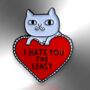 I Hate You The Least Cartoon White Cat Heart Enamel Pin, thumbnail 3 of 8