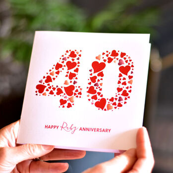 Personalised Love Hearts Ruby 40th Anniversary Card, 4 of 7
