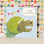 Triceratops Dinosaur Birthday Card, thumbnail 1 of 5