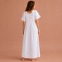 White Cotton Short Sleeve Nightdress 18th Century Vintage Embroidered Jane Austen Bridgerton Style, thumbnail 6 of 12