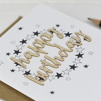Happy Birthday Stars Wooden Words Card, 2 of 3