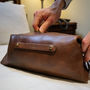 Personalised Vintage Leather Collar Stud Wash Bag, thumbnail 6 of 10