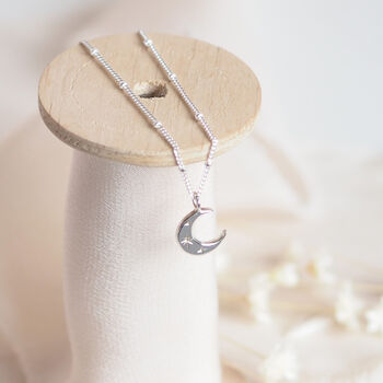 Sterling Silver Crescent Moon Necklace, 2 of 9