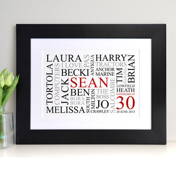 Personalised 30th Birthday Word Art Print, 6 of 12