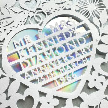 Personalised Diamond Wedding Anniversary Papercut Card, 2 of 3