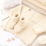 Luxury Cotton Dawn Pink Baby Cardigan And Booties Set, thumbnail 2 of 12
