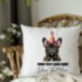 Personalised Brindle French Bulldog Birthday Party Cushion, thumbnail 2 of 2