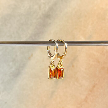 Baguette Crystal Hoop Earrings, 2 of 4